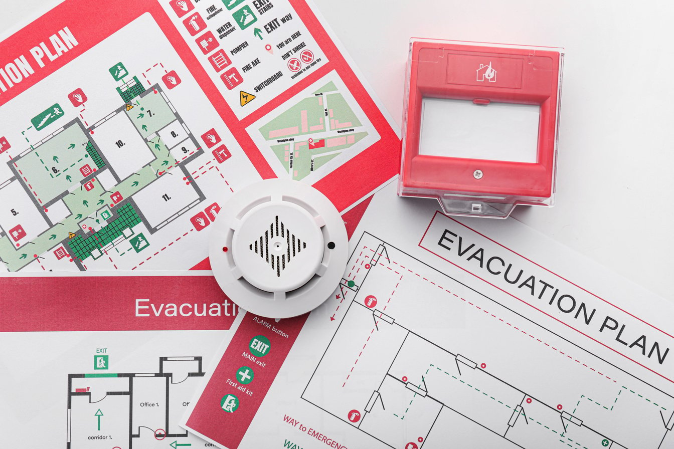 Evacuation Plans, Smoke Detector and Manual Call Point